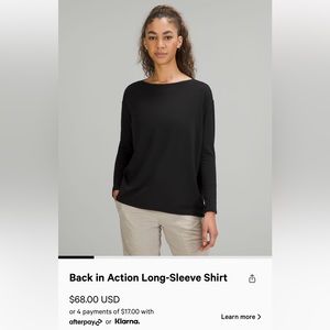 Black Lululemon long sleeve shirt.